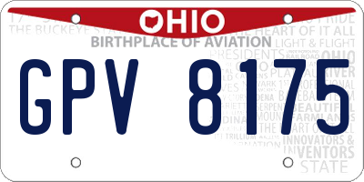 OH license plate GPV8175