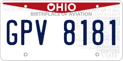 OH license plate GPV8181