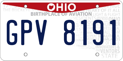 OH license plate GPV8191