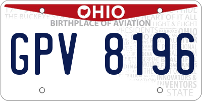 OH license plate GPV8196