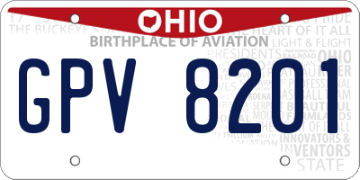 OH license plate GPV8201