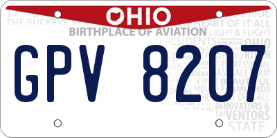 OH license plate GPV8207