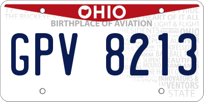 OH license plate GPV8213