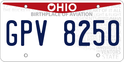OH license plate GPV8250
