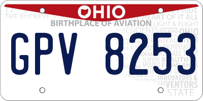 OH license plate GPV8253