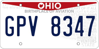 OH license plate GPV8347