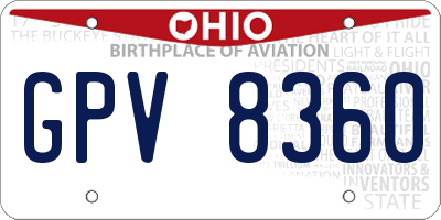 OH license plate GPV8360