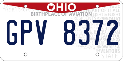 OH license plate GPV8372