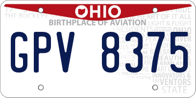 OH license plate GPV8375