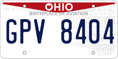 OH license plate GPV8404