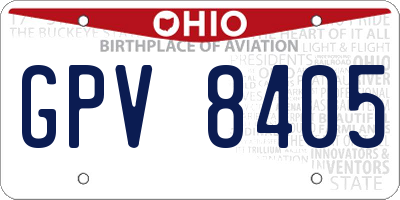 OH license plate GPV8405