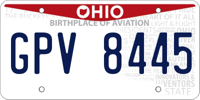 OH license plate GPV8445