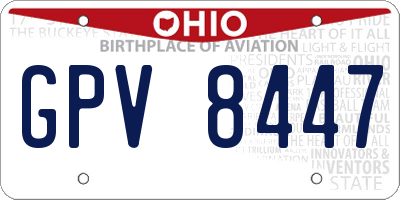 OH license plate GPV8447