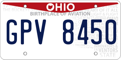 OH license plate GPV8450