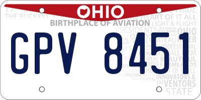 OH license plate GPV8451