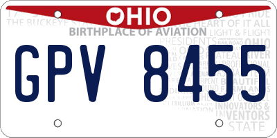 OH license plate GPV8455