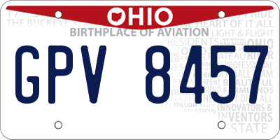 OH license plate GPV8457