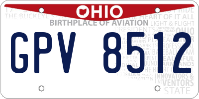 OH license plate GPV8512
