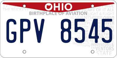 OH license plate GPV8545