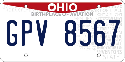 OH license plate GPV8567
