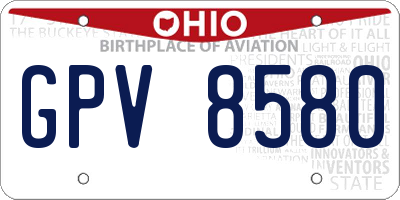 OH license plate GPV8580