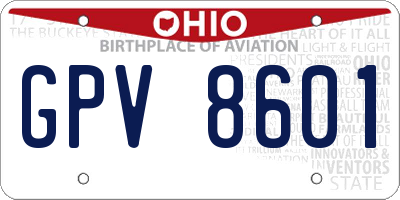OH license plate GPV8601