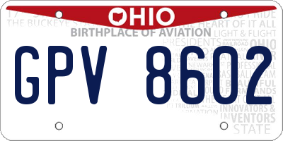 OH license plate GPV8602