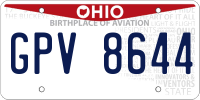 OH license plate GPV8644