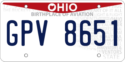 OH license plate GPV8651