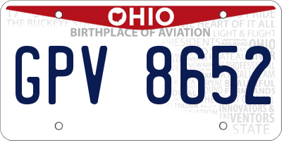 OH license plate GPV8652