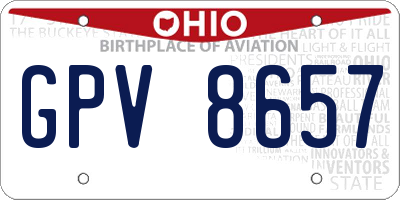 OH license plate GPV8657
