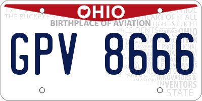 OH license plate GPV8666
