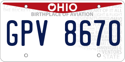OH license plate GPV8670