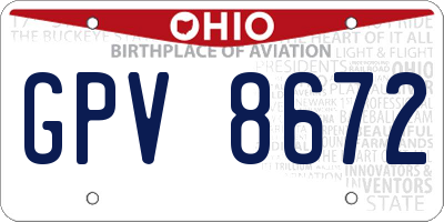 OH license plate GPV8672