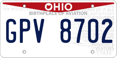 OH license plate GPV8702
