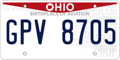 OH license plate GPV8705