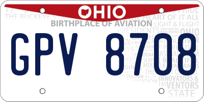 OH license plate GPV8708