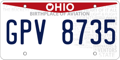 OH license plate GPV8735