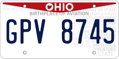 OH license plate GPV8745