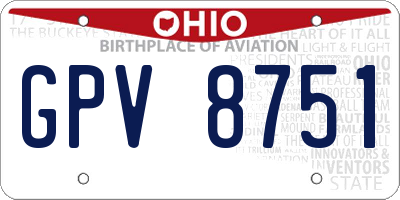 OH license plate GPV8751