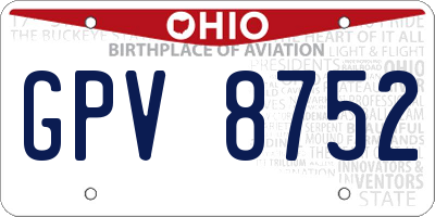 OH license plate GPV8752