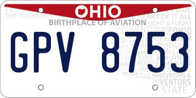 OH license plate GPV8753