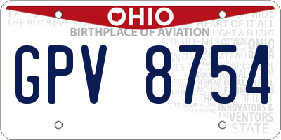 OH license plate GPV8754