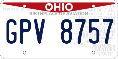 OH license plate GPV8757