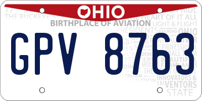 OH license plate GPV8763