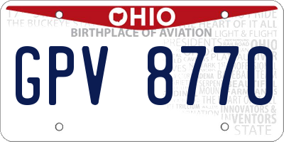 OH license plate GPV8770