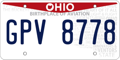OH license plate GPV8778