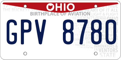OH license plate GPV8780