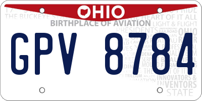 OH license plate GPV8784