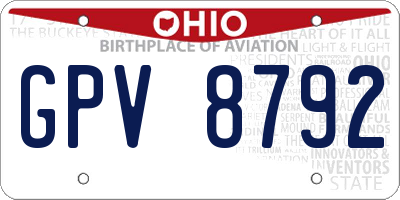 OH license plate GPV8792